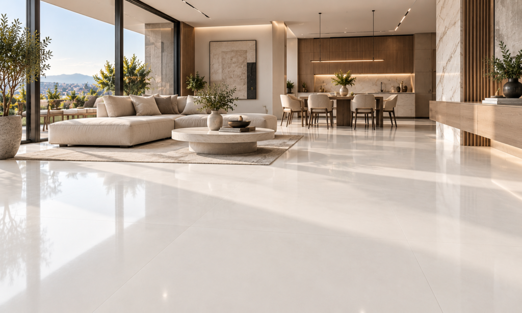 lujo sereno sobre porcelanato continuo